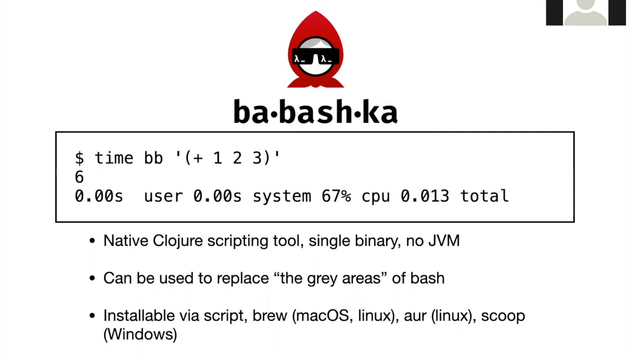 ClojureNYC's tweet card. Babashka and GraalVM; taking Clojure to new places with Michiel...