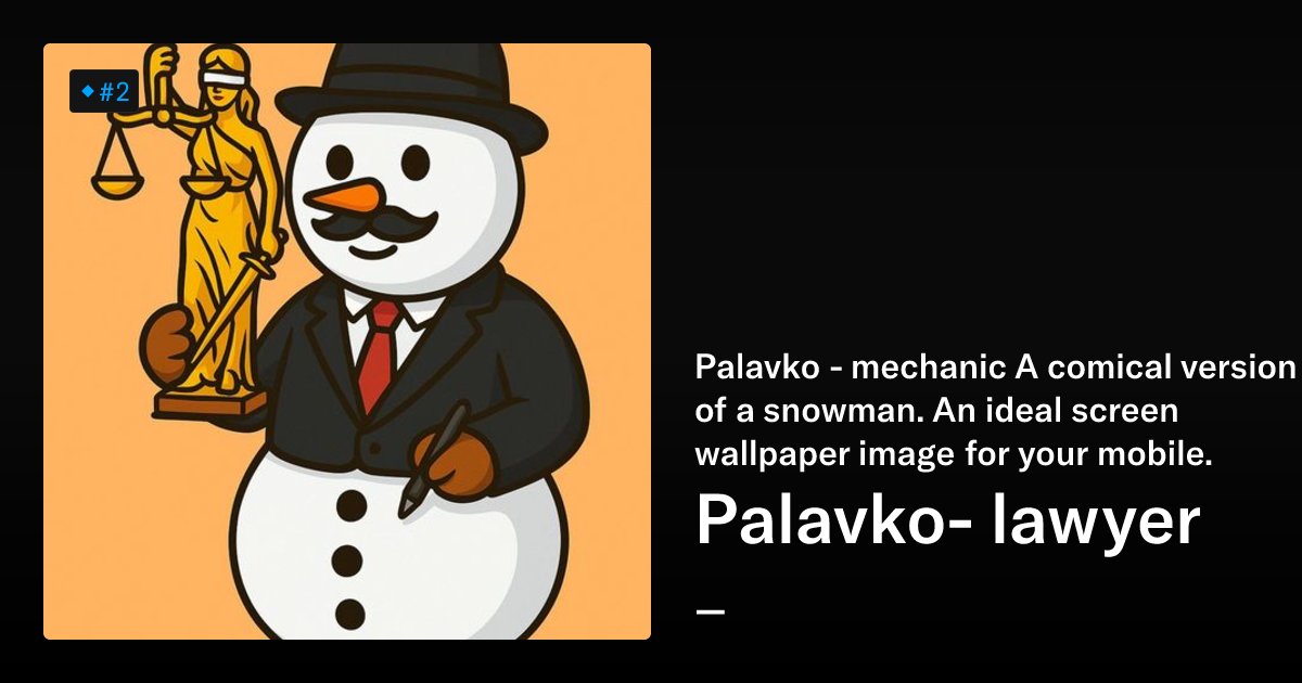 Alpinec's tweet card. Palavko - mechanic A comical version of a snowman. An ideal screen wallpaper image for your mobile.