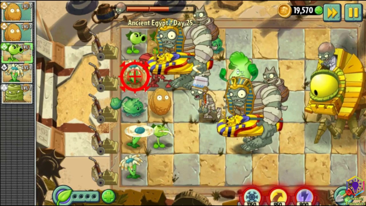 gamingtutorial5's tweet card. Plants vs Zombies 2 Ancient Egypt Day 25