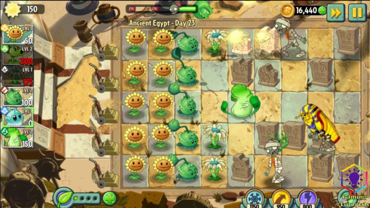 gamingtutorial5's tweet card. Plants vs Zombies 2 Ancient Egypt Day 23