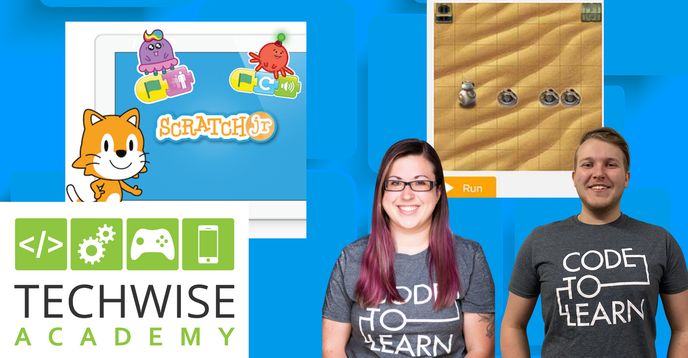 techwiseacademy's tweet card. In this weeklong camp-style course, your K-2 student will learn the fundamentals of computer science.