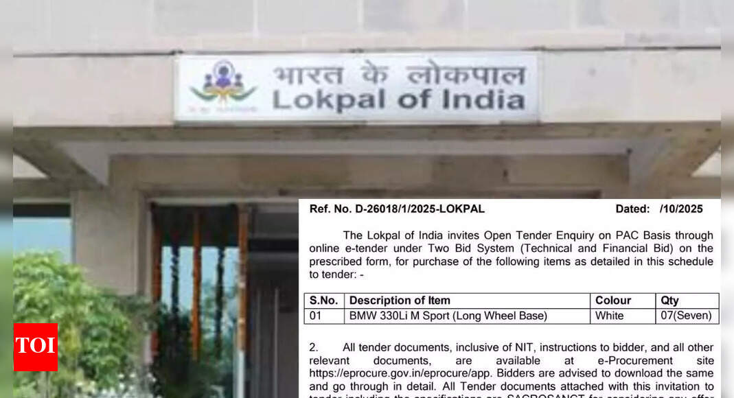 rajatpTOI's tweet card. India News: India’s top anti-corruption body, the Lokpal, has come under fire after issuing a tender to purchase seven luxury BMWs, sparking allegations of hypocr