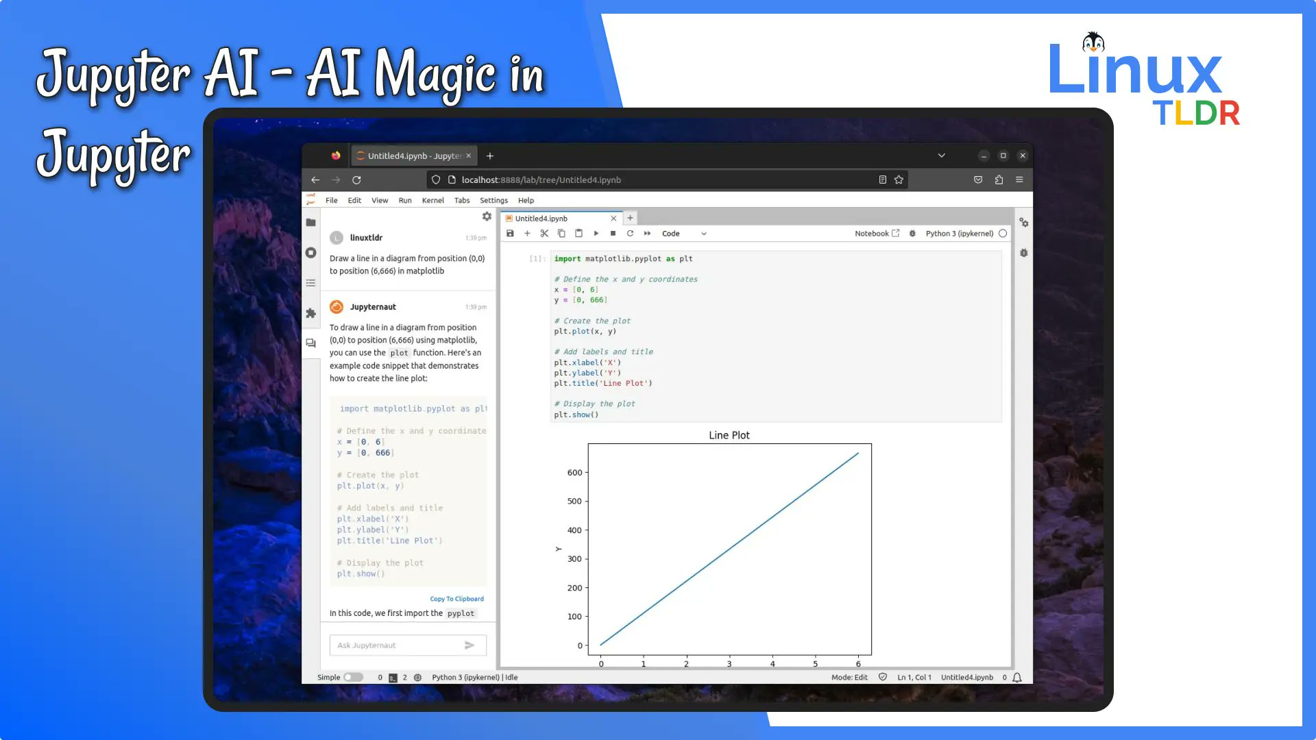 linux_tldr's tweet card. In this article, you will learn Jupyter AI powerful features and how to seamlessly integrate it with Jupyter, enabling you to harness the full potential of large language models like ChatGPT.