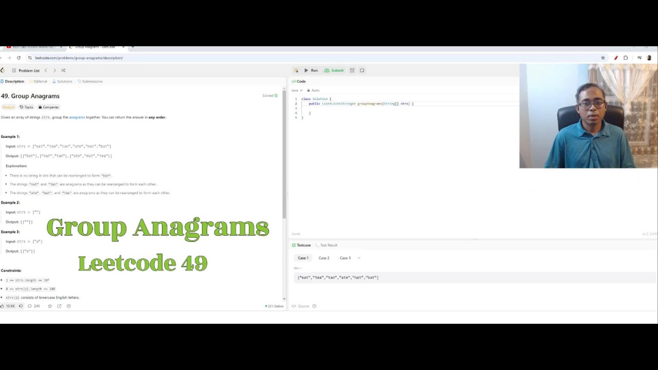 miqbal3636's tweet card. Group Anagrams - Leetcode 49 - HashMap - Java