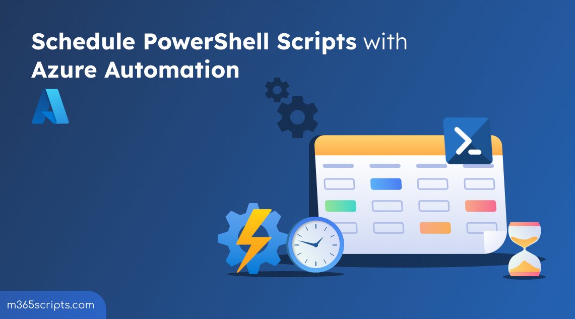 365Reports's tweet card. Efficiently schedule PowerShell scripts with Azure Automation. Explore permissions, and the procedure for streamlined task management.