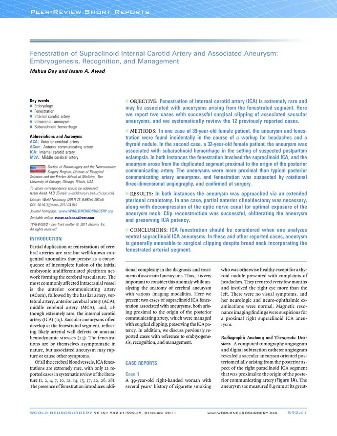 DocsDel's tweet card. Fenestration of internal carotid artery (ICA) is extremely rare and may be associated with aneurysms arising from the fenestrated segment. Here we...