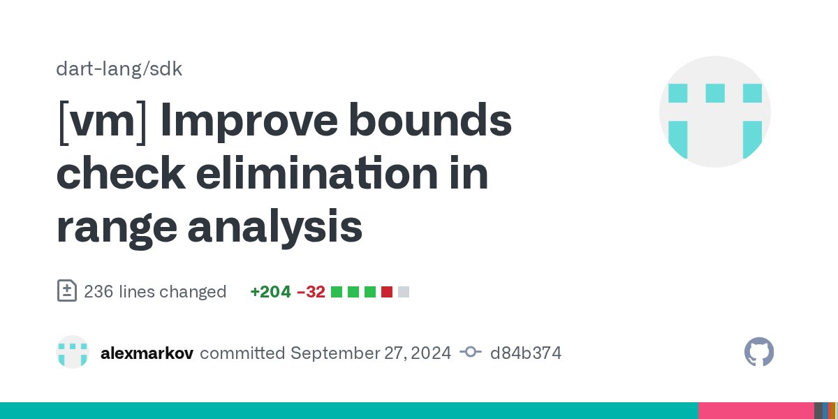 programmer_just's tweet card. * Infer range for CheckArrayBound and GenericCheckBound instructions. * Extend Constraint instruction to non-Smi values bounded by list length. * Unwrap UnboxInt64 during canonicalization of rang...