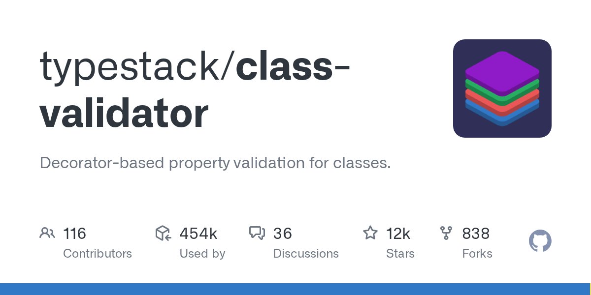JavaScript5000's tweet card. Decorator-based property validation for classes. Contribute to typestack/class-validator development by creating an account on GitHub.