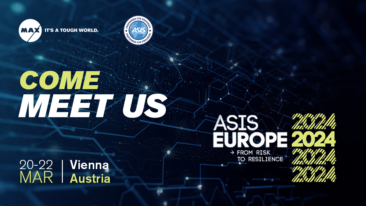 MaxSecurityLTD's tweet card. Schedule your meeting with MAX Security Solutions at ASIS Europe 2024, Vienna, from March 20-22. Discover cutting-edge security and intelligence solutions to elevate your operations.