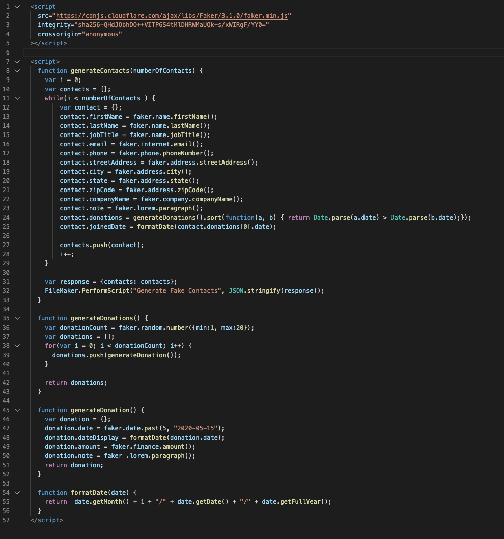 goMainSpring's tweet card. Generating Fake Data with FileMaker’s Improved JavaScript Integration