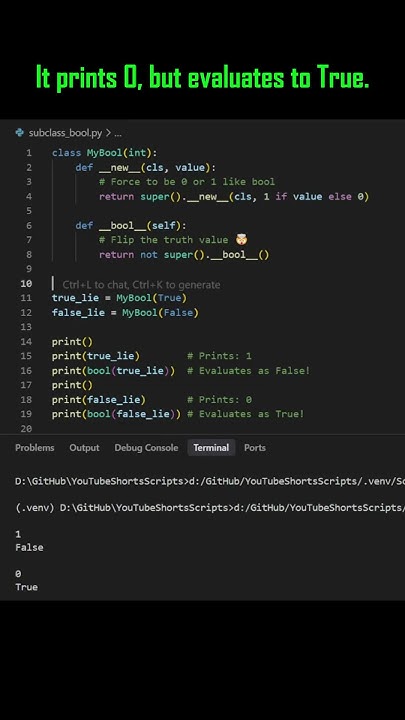 DevAsService's tweet card. Python Won’t Let You Subclass bool… But We Can Trick It! #Python...