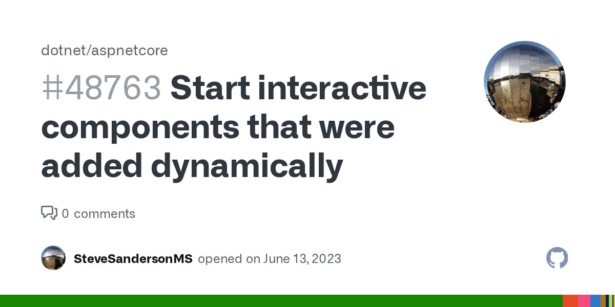 aspnetissues's tweet card. We add static content dynamically in the following cases: Streaming SSR injecting new content Progressively-enhanced navigation (when implemented in #48761) Progressively-enhanced form posts (when ...