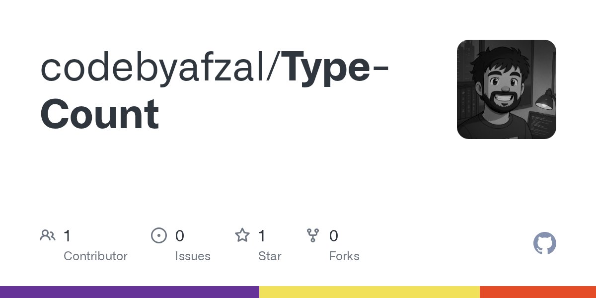 codeByAfzal's tweet card. Contribute to codebyafzal/Type-Count development by creating an account on GitHub.