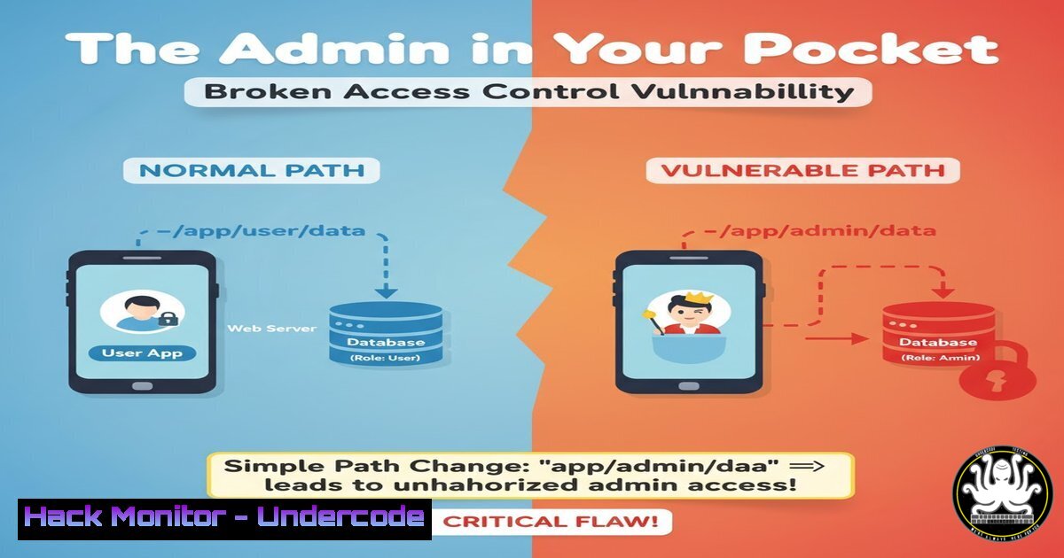 UndercodeUpdate's tweet card. The Admin in Your Pocket: How a Simple Path Change Led to a Critical Broken Access Control Vulnerability - "Undercode Testing": Monitor hackers like a pro.