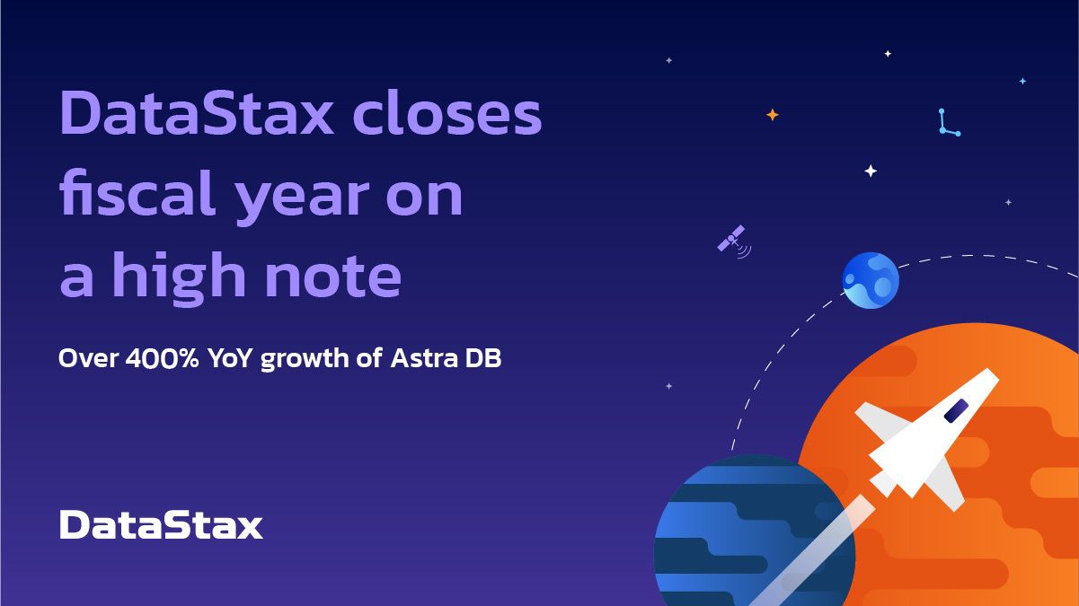 ChetKapoor's tweet card. DataStax, the real-time data company, announces a successful Q4 and fiscal year, highlighting over 400% year-over-year sales growth for its industry-first serverless cloud database, Astra DB.