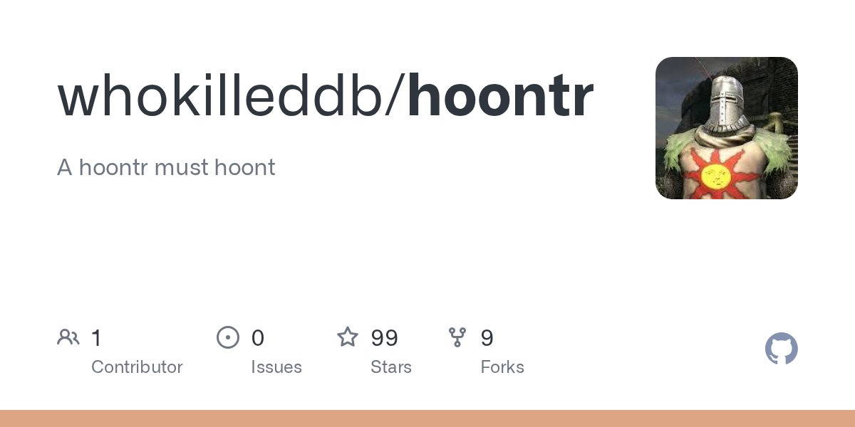 HackGitToolkit's tweet card. A hoontr must hoont. Contribute to whokilleddb/hoontr development by creating an account on GitHub.