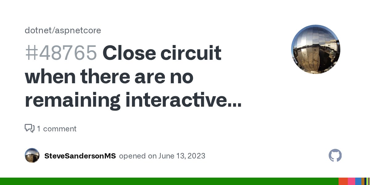 aspnetissues's tweet card. Split out from #48396 We don't want to keep the circuit open forever if it's not in use anymore. Need to decide upon the criteria indicating that a circuit should be closed. Waiting until a...