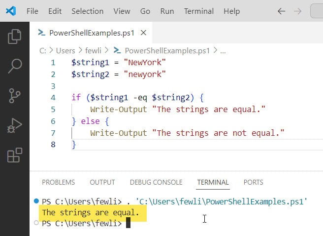 PowerShellFAQs's tweet card. Learn how to Compare Strings in PowerShell using various methods like using the -eq Operator, using the -ne Operator or using the .Equals() Method, etc.