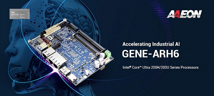 electronics_med's tweet card. AAEON's new GENE-ARH6 3.5” board features Intel Core Ultra 200 processors, Intel Arc GPU, and AI Boost NPU, delivering up to 96 TOPs for industrial AI.