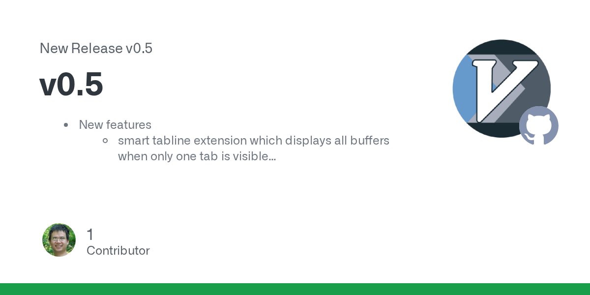 blingcoder's tweet card. New features smart tabline extension which displays all buffers when only one tab is visible automatic section truncation when the window resizes support for a declarative style of configuration, ...
