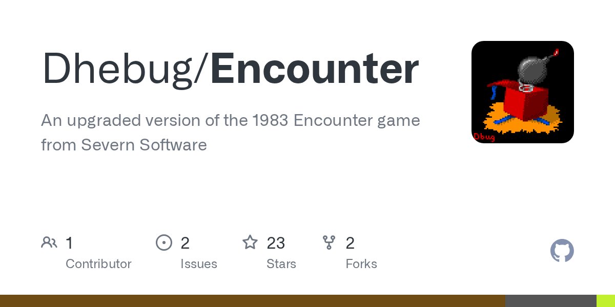 DefenceForceOrg's tweet card. An upgraded version of the 1983 Encounter game from Severn Software - Dhebug/Encounter