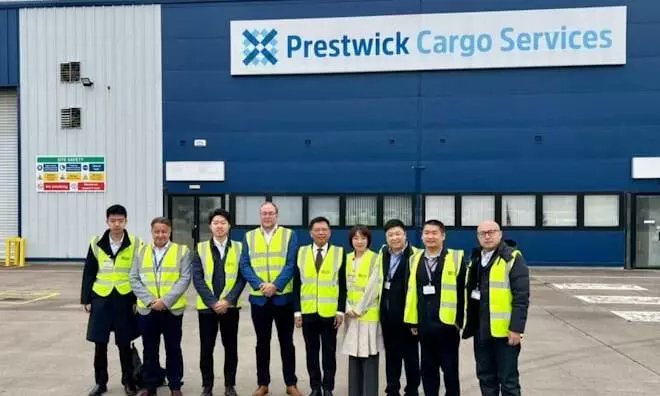 StatMediaNews's tweet card. China Southern Air Logistics delegation visits Prestwick to strengthen collaboration and support Scotland’s exports.