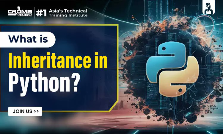 cromacampusit's tweet card. Learn about inheritance in Python, a key object-oriented concept allowing class reuse and extension of functionality.