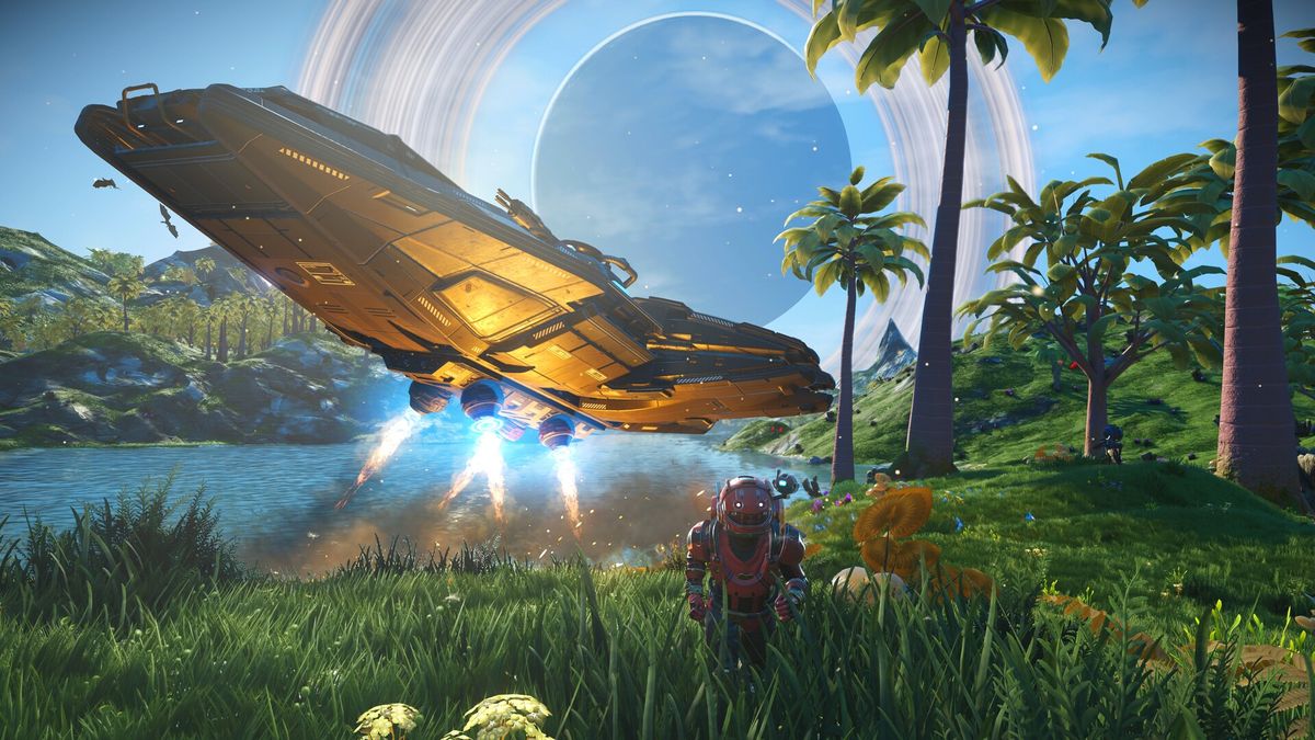 GamesRadar's tweet card. Now Playing | Hello Games won't stop adding to and improving on its spacefaring behemoth, and therefore I won't stop making new toons