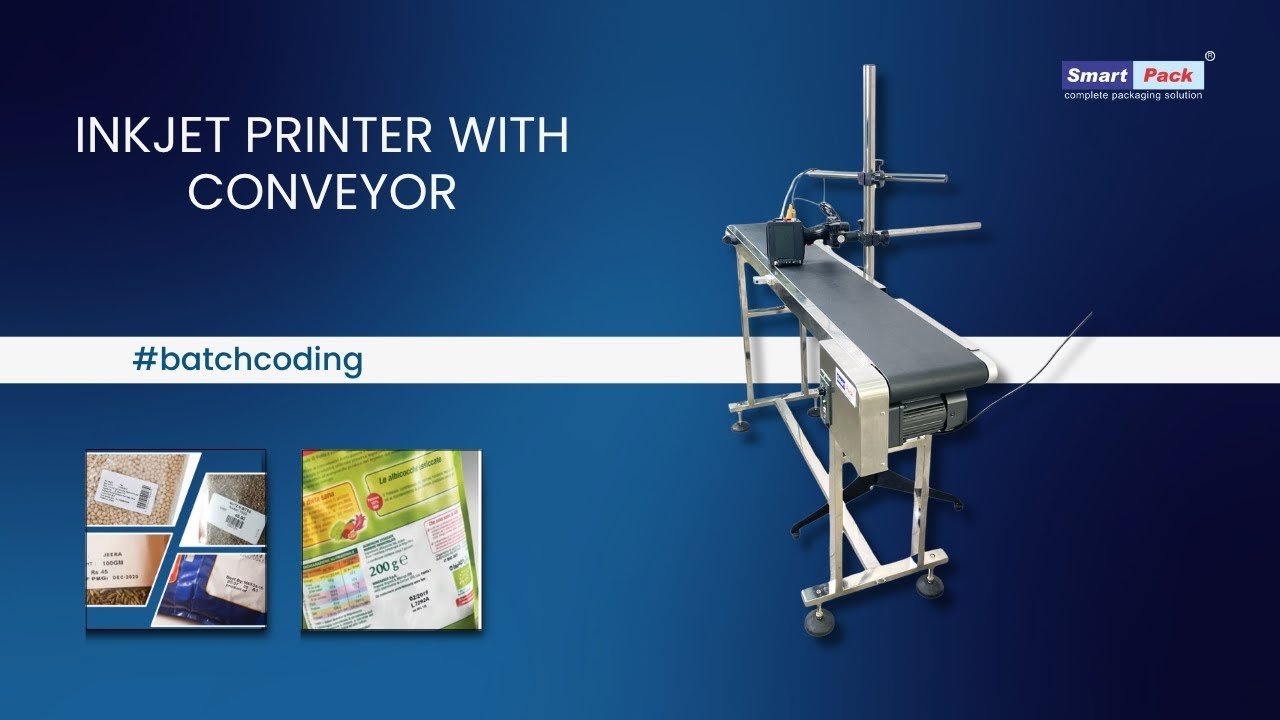 SmartPackIndia's tweet card. Inkjet Printer with Conveyor | Smart Pack | Batch Coding Machine |...