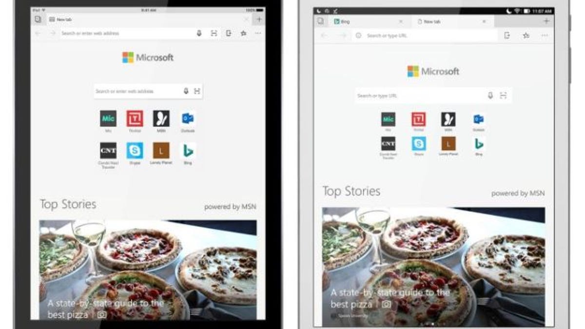 TechWriter_ch's tweet card. Microsoft's Edge browser apps are available as free downloads for use on iPads and Android tablets from the Apple App and Google Play Stores.
