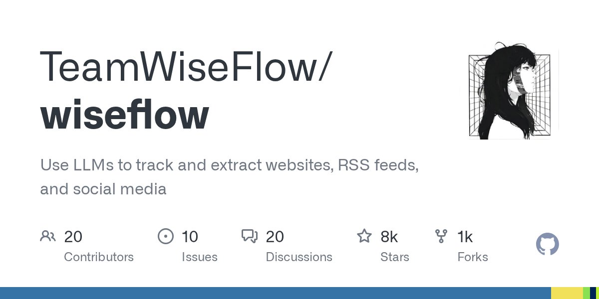 SiliconFlowAI's tweet card. Use LLMs to track and extract websites, RSS feeds, and social media - TeamWiseFlow/wiseflow