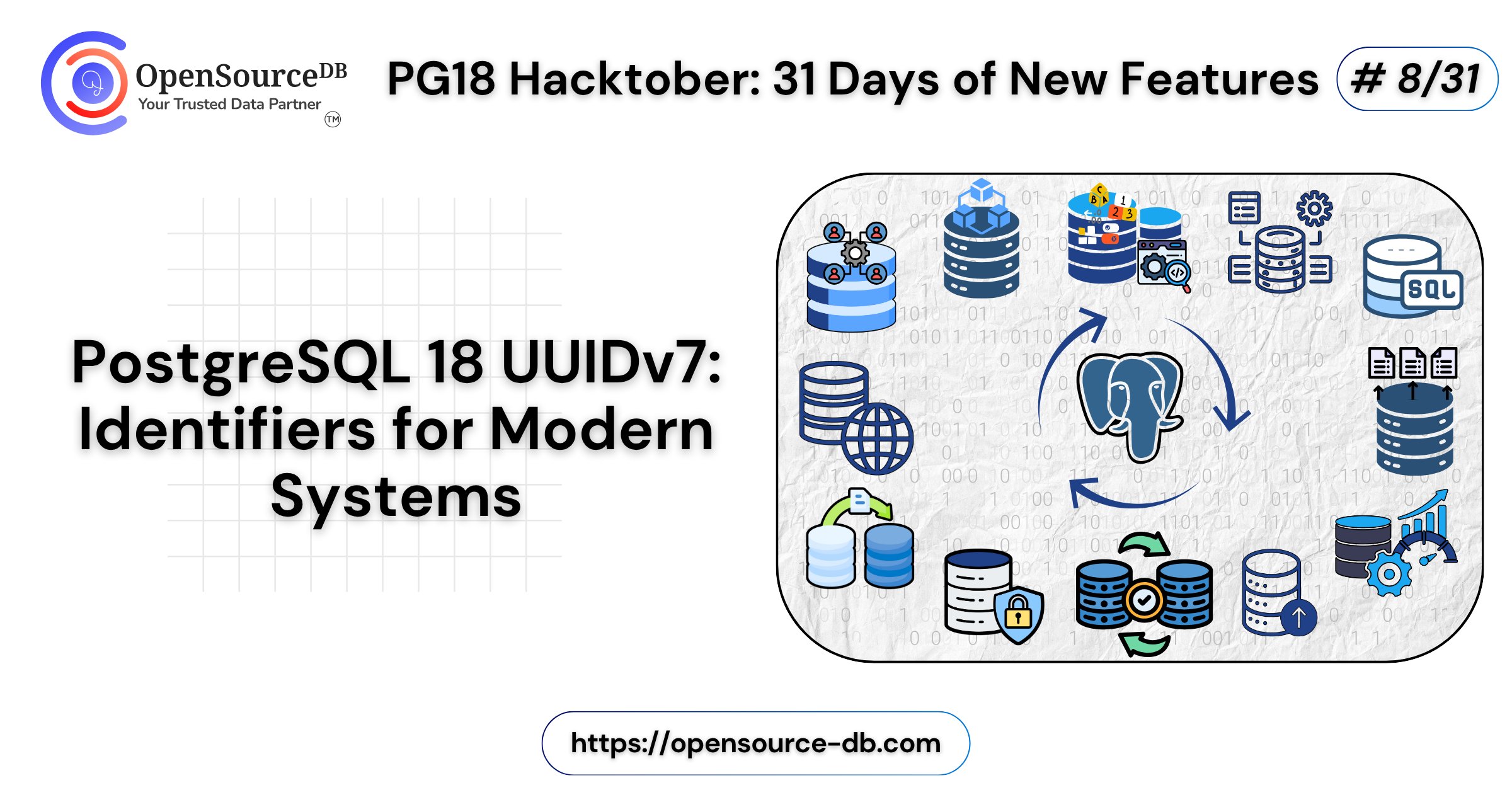 opensource_db's tweet card. Welcome to the Day 8 of the PG18 Hacktober!! PostgreSQL 18 introduces support for UUIDv7, a major feature for modern, […]