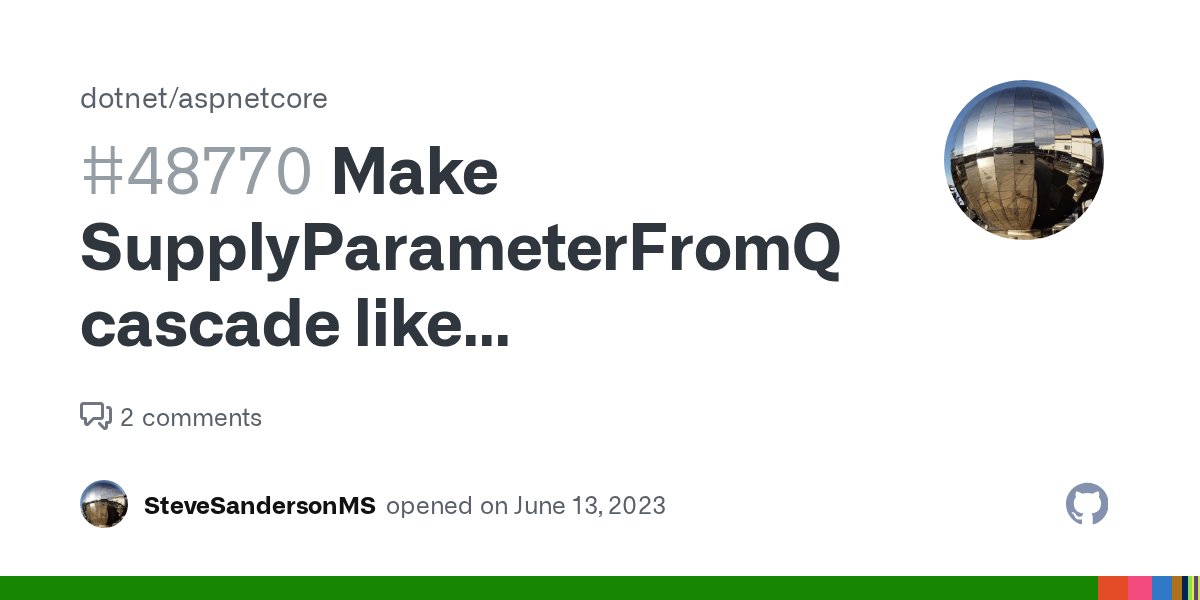 aspnetissues's tweet card. ... i.e., so it can be accessed anywhere, not only in @page components. @MackinnonBuck Is this covered by your recent work?