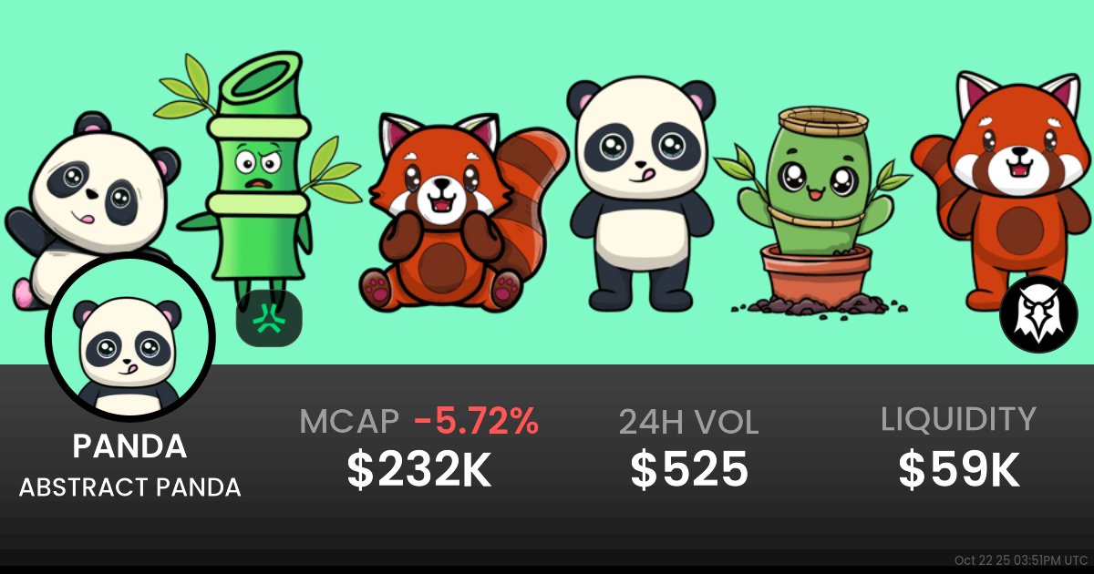 PandaMania_NFT's tweet card. $0.0002388 ABSTRACT PANDA (PANDA) realtime price charts, trading history and info - PANDA / WETH on Abstract / Abstract Swap