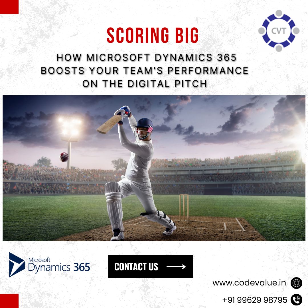 CodeValueTech's tweet card. Just as in cricket, where every run matters, managing your team's performance is vital in business.  Microsoft Dynamics 365 enters the scene, offering a centralized platform where team members...