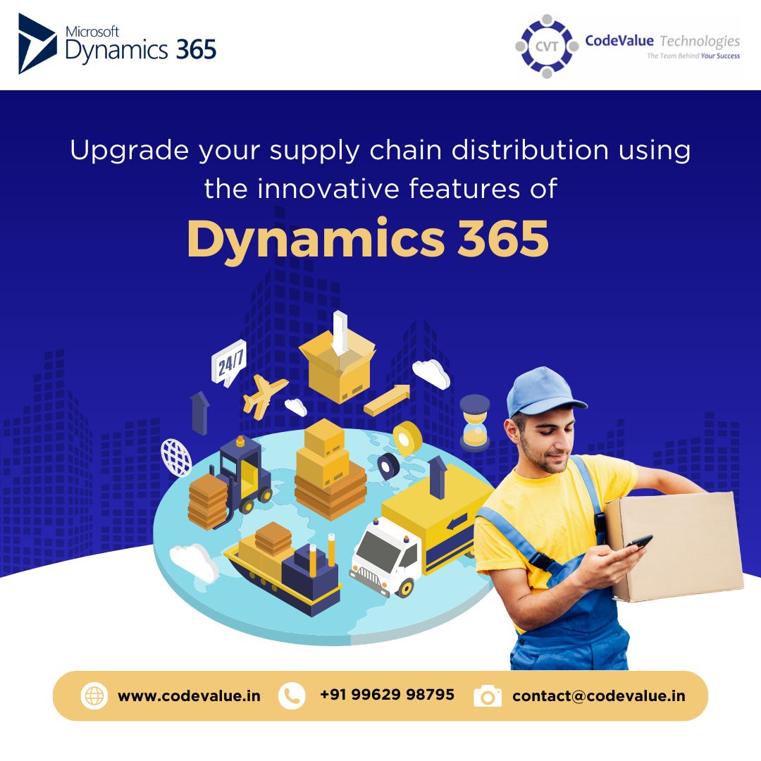 CodeValueTech's tweet card. Dynamics 365 modernizes supply chain management with AI-driven forecasting, proactive maintenance, and efficient warehouse operations. Its mobile app empowers users to manage inbound and outbound...