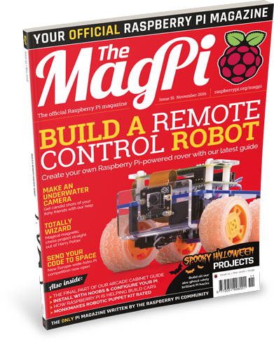 RaspberryES's tweet card. Hi, Rob from The MagPi here! Issue 51 is out and just in case you weren’t sold on it already, here’s a little something to tempt you. Over the past few years, Raspberry Pi robotics has really come...