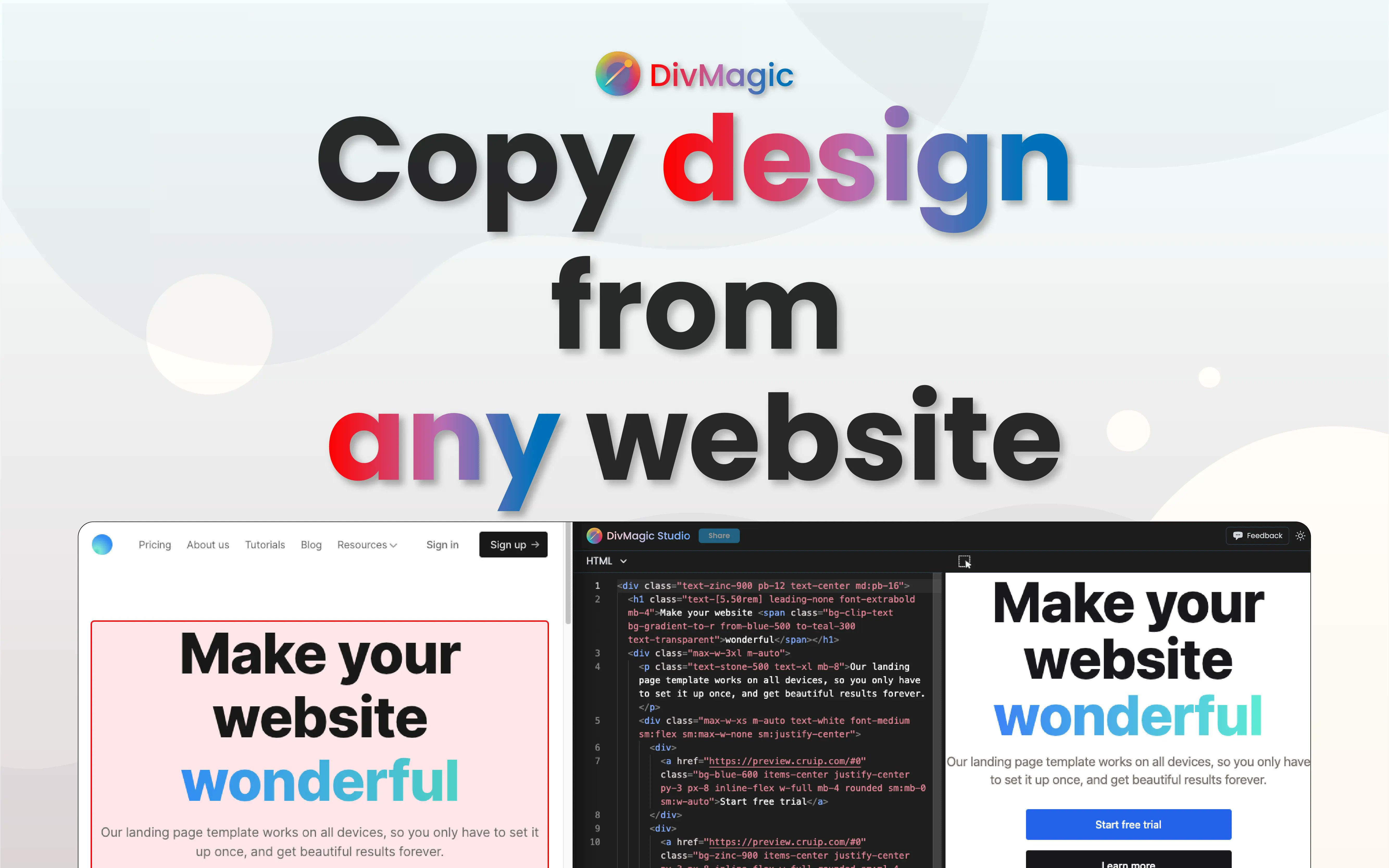 finddevtools's tweet card. Copy design from any website - copy any style from any website into reusable components and paste into your editor