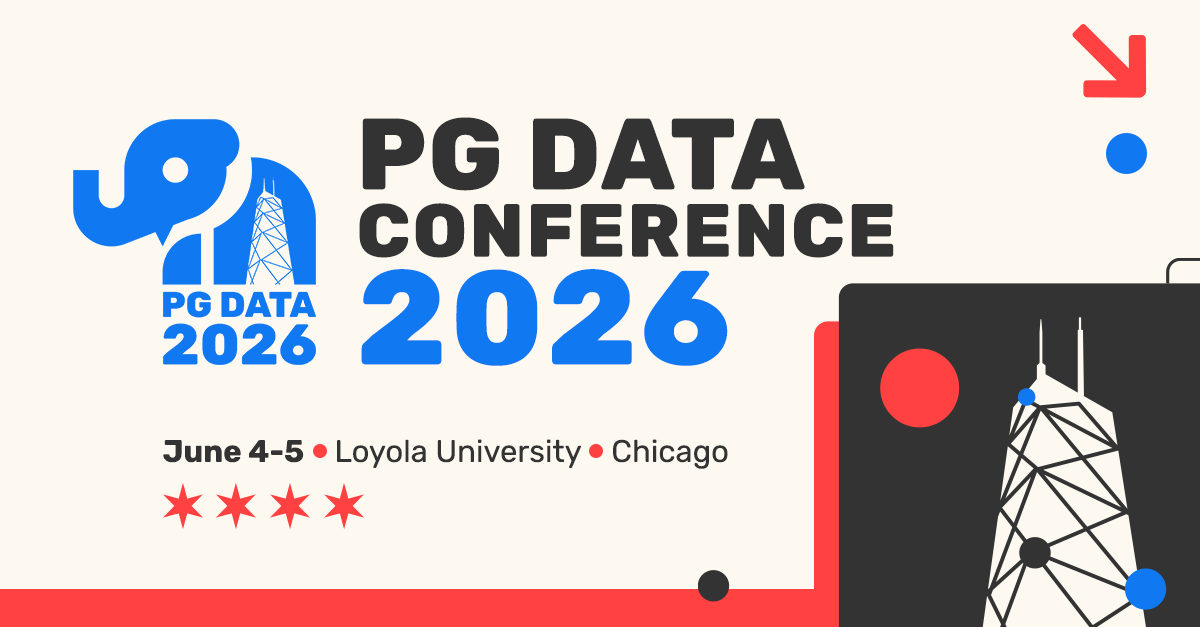 PGDATA2026's tweet card. Join PG DATA Conference 2026 in Chicago (June 4–5) at Loyola University’s Water Tower Campus. A brand-new PostgreSQL conference focused on quality education, developer community building, and...