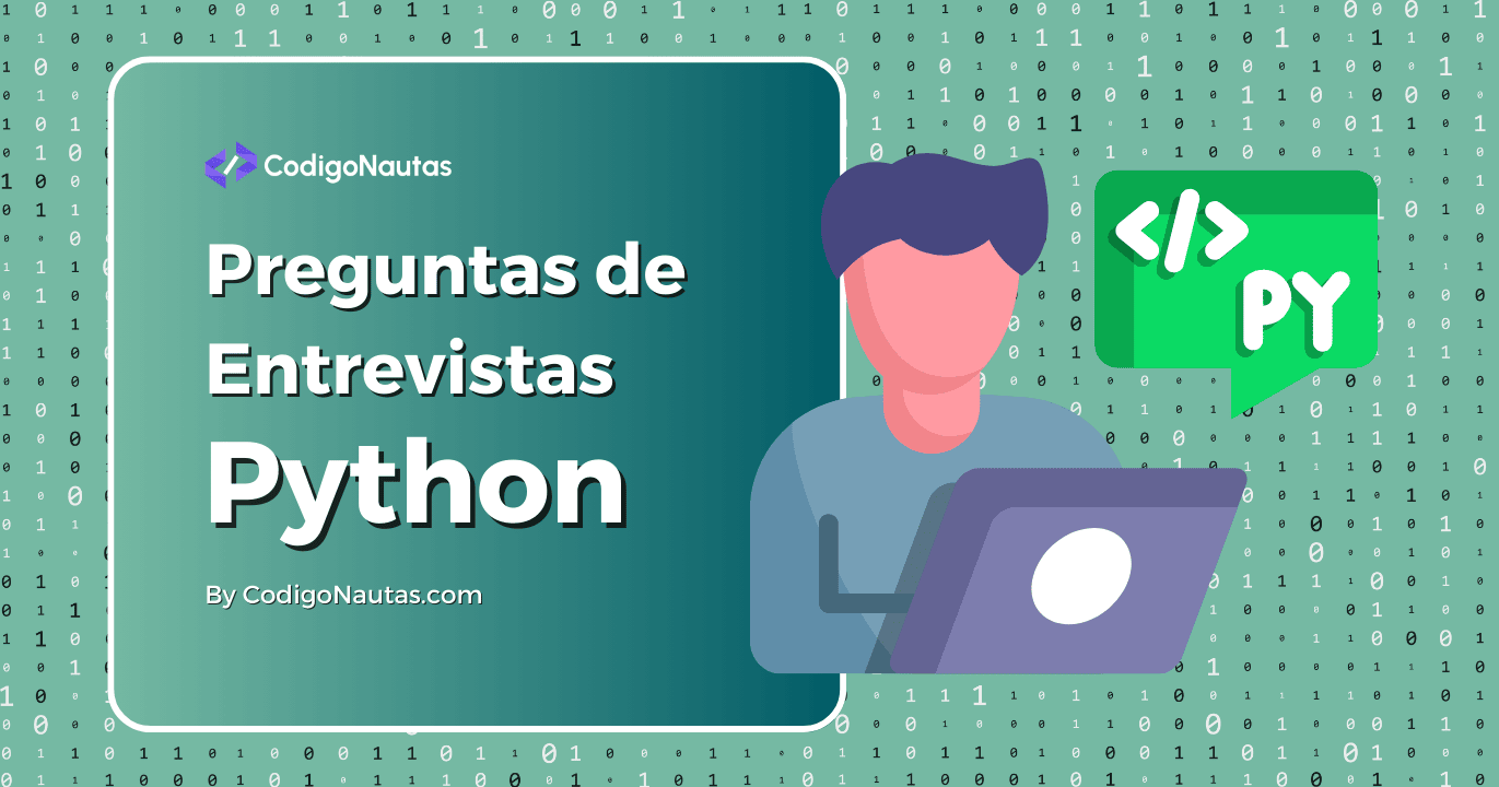 CodigoNautas's tweet card. Prepárate para tu entrevista de Python con esta guía completa. Preguntas de nivel básico a avanzado: manejo de excepciones, OOP y más.