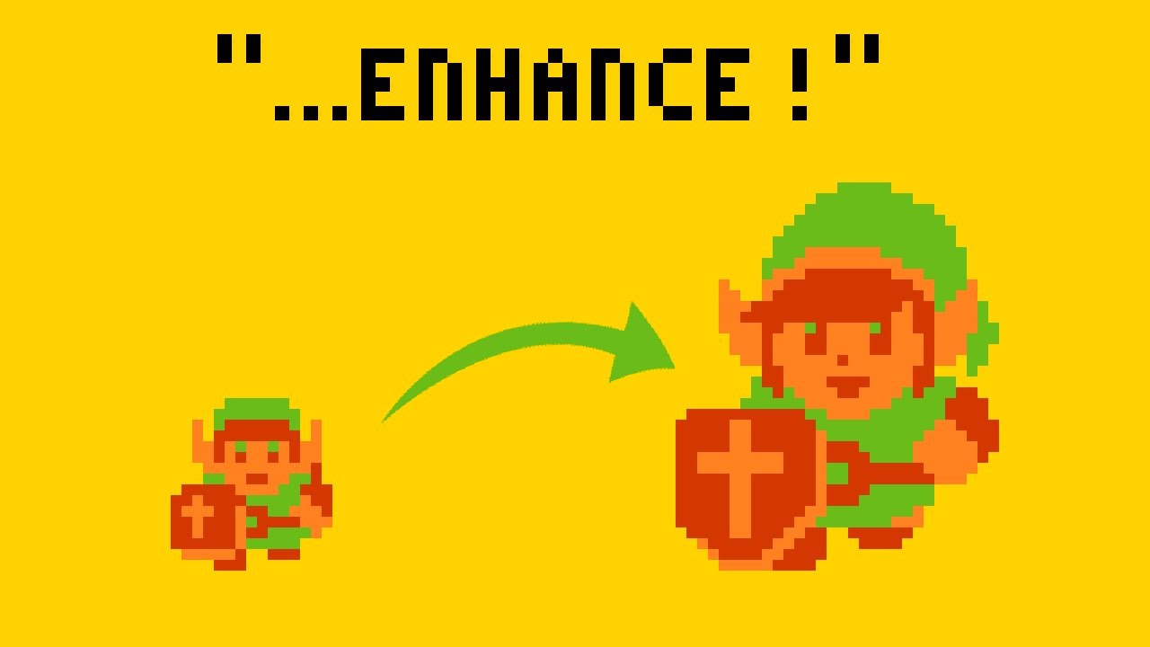 steadfastcoder's tweet card. Redrawing 5 classic NES sprites at DOUBLE SIZE