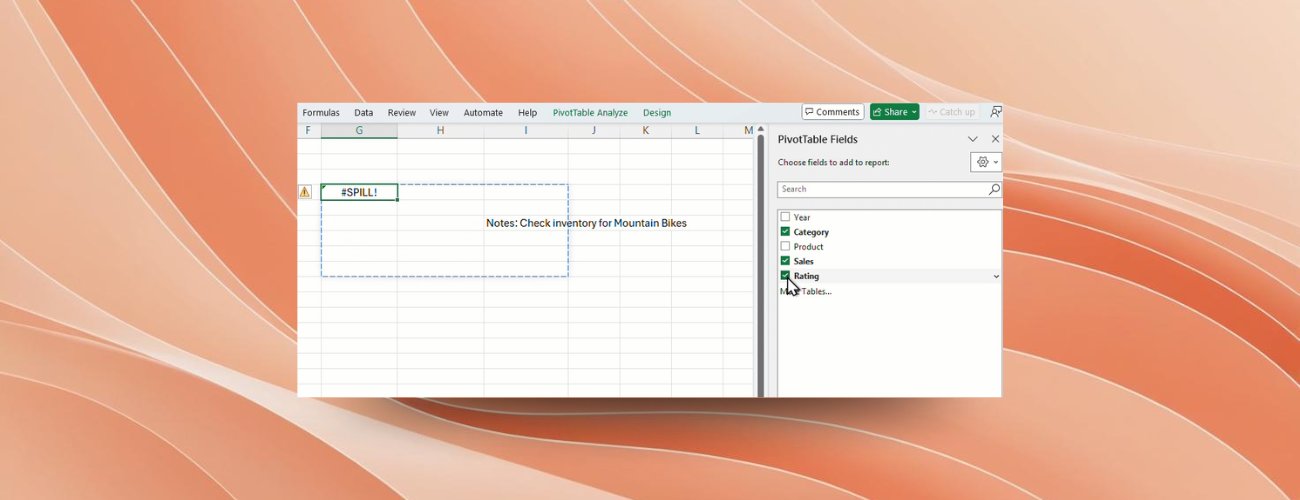 Msft365Insider's tweet card. PivotTables in Microsoft Excel for Windows and for Mac can now collapse into a single cell with a #SPILL! error, so you can stay focused and resolve errors...