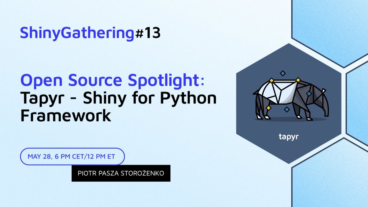 appsilon's tweet card. Open Source Spotlight: Tapyr - Shiny for Python Framework