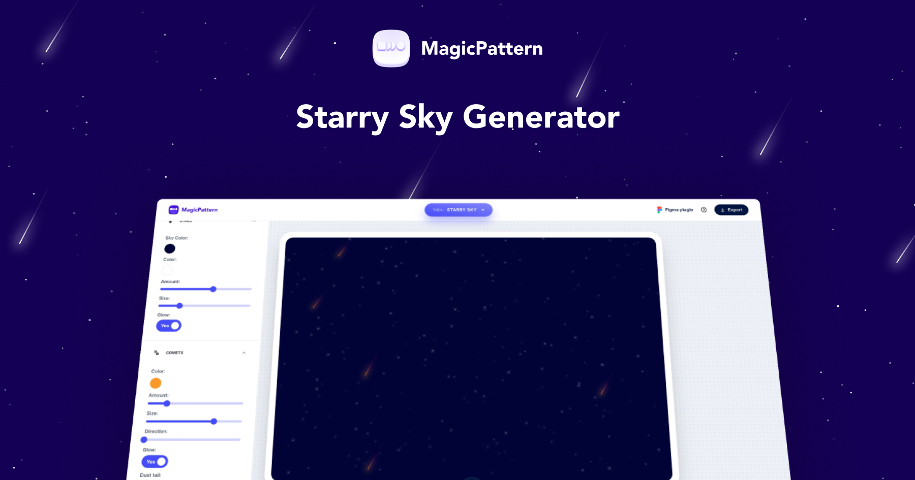 wgw_eth's tweet card. Starry sky generator, maker generates beautiful night sky patterns for website, UI design, and social media post backgrounds.