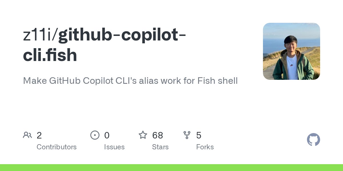 jedipunkz's tweet card. Make GitHub Copilot CLI's alias work for Fish shell - z11i/github-copilot-cli.fish