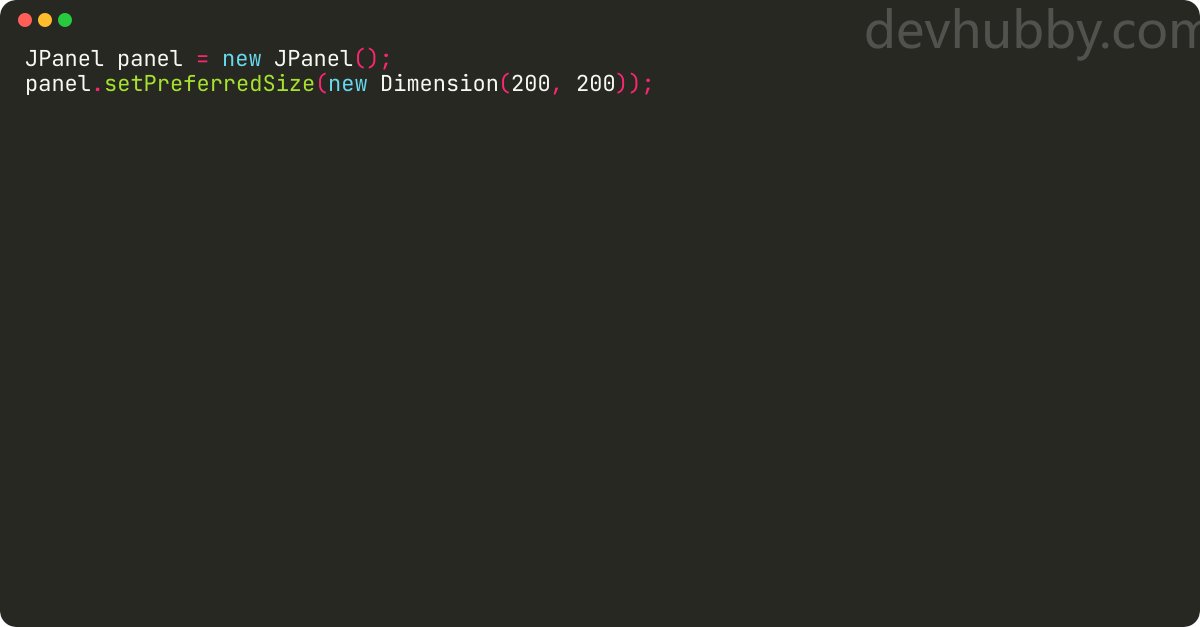 devhubbycom's tweet card. How to set jpanel size?