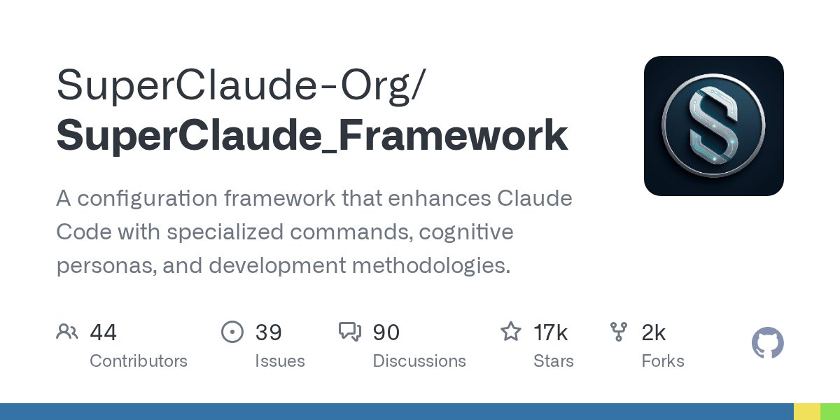 gibbok_coding's tweet card. A configuration framework that enhances Claude Code with specialized commands, cognitive personas, and development methodologies. - SuperClaude-Org/SuperClaude_Framework