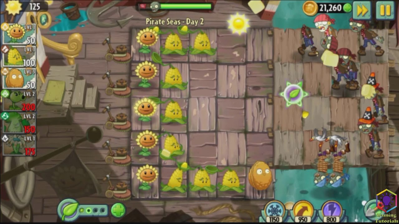 gamingtutorial5's tweet card. Plants vs. Zombies 2 - Pirate Seas - Day 2