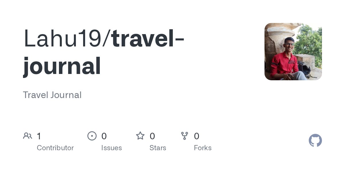 LahuAndhale7's tweet card. Travel Journal. Contribute to Lahu19/travel-journal development by creating an account on GitHub.