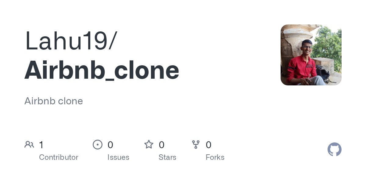 LahuAndhale7's tweet card. Airbnb clone. Contribute to Lahu19/Airbnb_clone development by creating an account on GitHub.